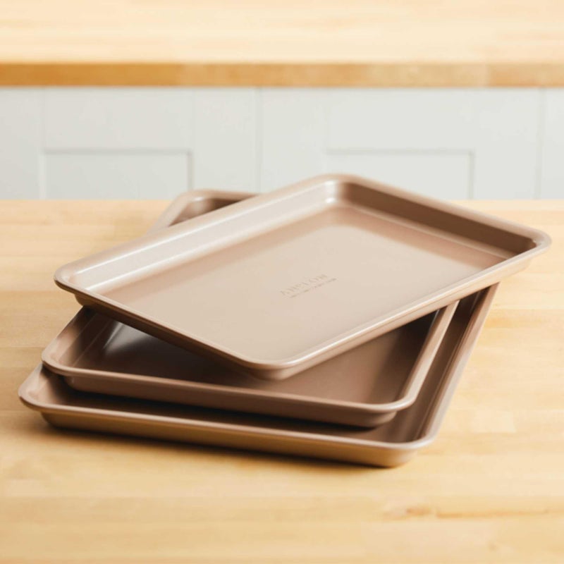 Anolon Gourmet Nonstick Bakeware Set with Nonstick Cookie Sheets / Baking Sheets - 3 Piece, Bronze Brown - Image 2